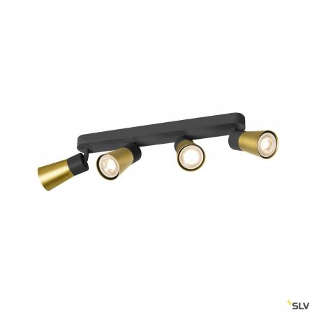 SLV 1008349 PURI 2.0 Cone, Wand- und Deckenaufbauleuchte, long, 4 x max. 6 W GU10, schwarz / gold