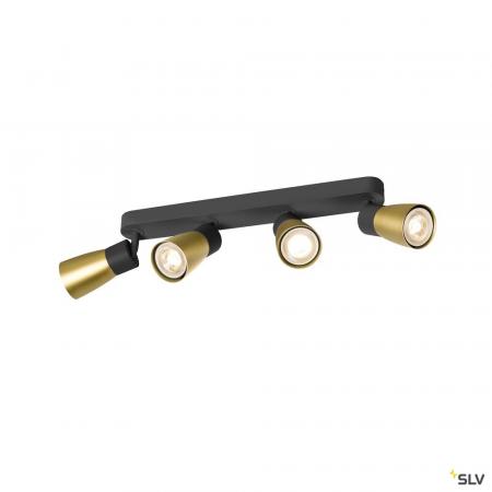 SLV 1008353 PURI 2.0 Dome, Wand- und Deckenaufbauleuchte, long, 4 x max. 6 W GU10, schwarz / gold