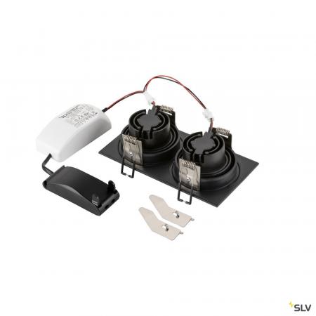 SLV 1008512 NEW TRIA® 155, Deckeneinbauleuchte, quadratisch, 2700 K, zweiflammig, PHASE, 38°, schwarz