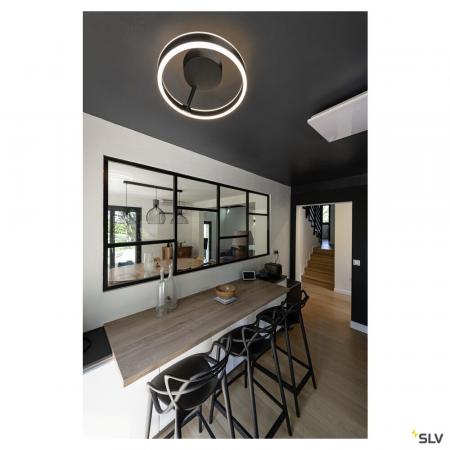 SLV 1008550 ONE, Wand- und Deckenaufbauleuchte, rund, 2700/3000 K, 23 W, PHASE, 130°, schwarz