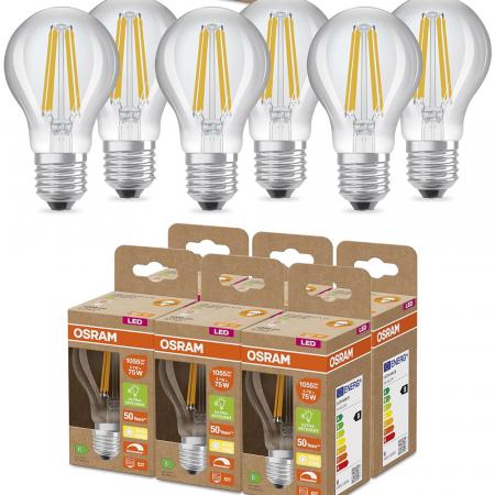 6er Pack OSRAM E27 SUPERSTAR+ CLASSIC besonders effiziente LED Lampe dimmbar 5,7W wie 75W 2700K warmweißes Licht