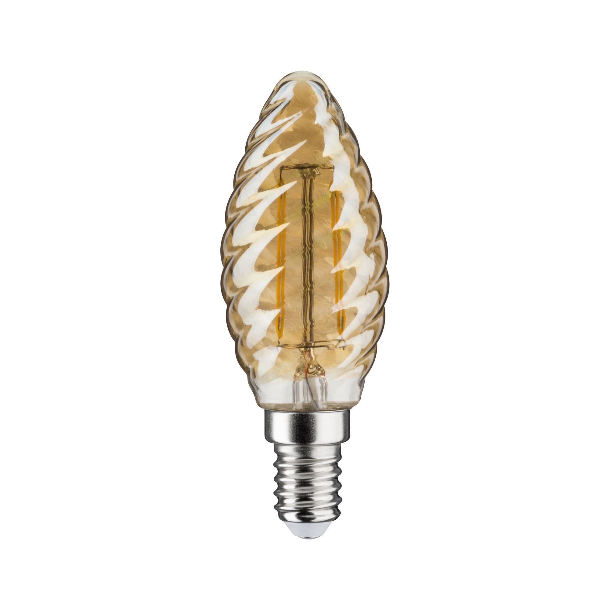 Paulmann 28709 E14 LED Kerzenlampe gedrehtes Muster dekorativ für  Kronleuchter goldfarben dimmbar warmes weiß