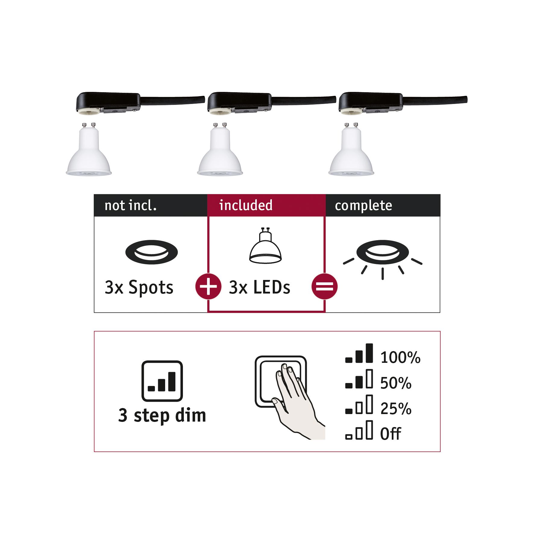 Paulmann 28785 LED inbouwlamp Choose 3 stuks 3x6,5W 3step dim dimbaar