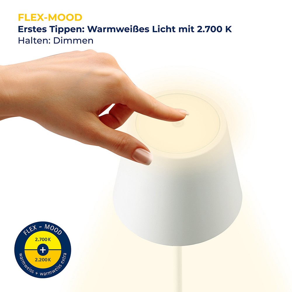 LightMe LED Akku-Tischleuchte Gold 0,4W 30lm warmweiß 2700K kabellos dimmbar 