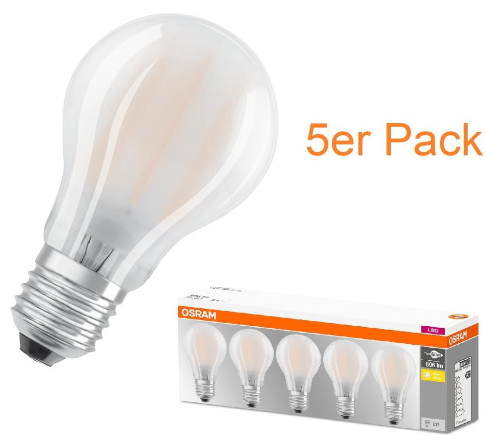 5er PACK Osram LED Leuchtmittel E27 Matt Filament 7W warmweiss wie