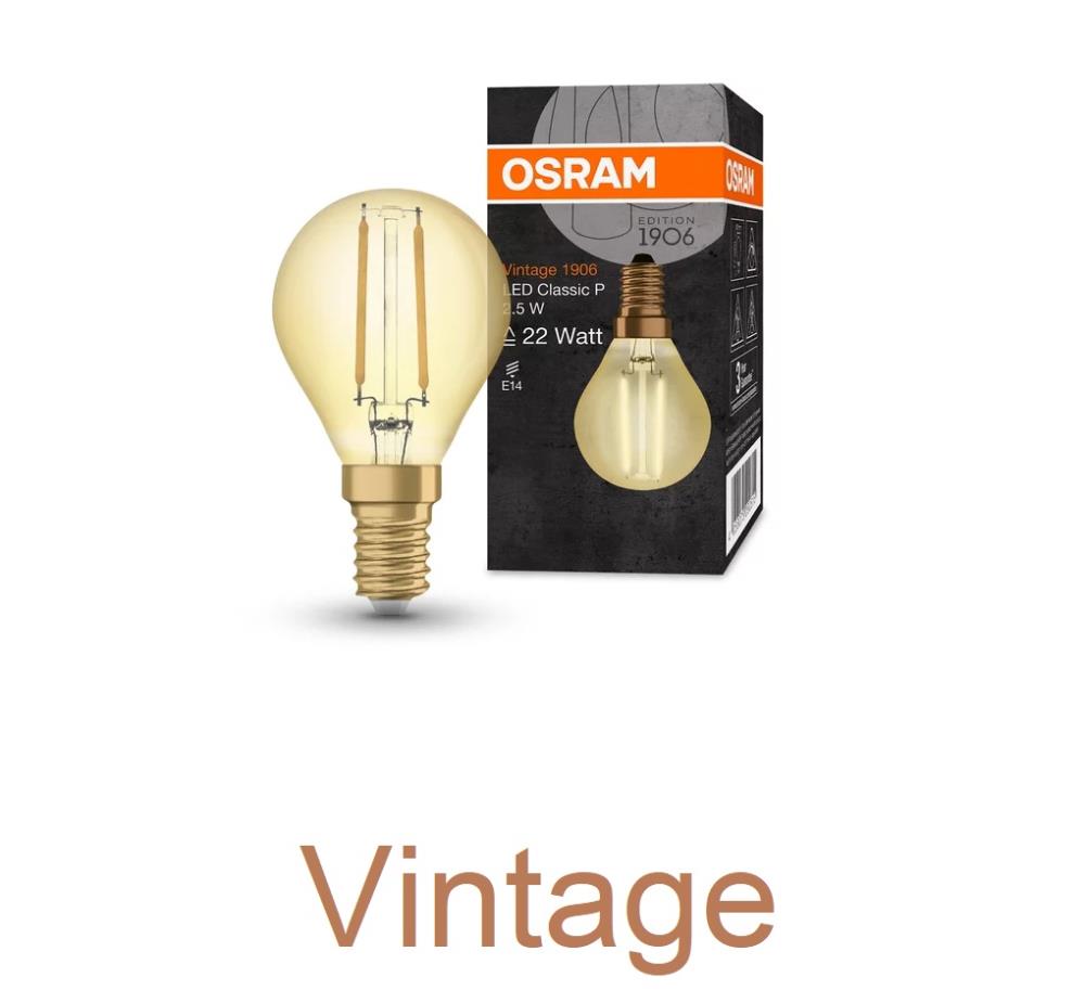 OSRAM LED VINTAGE E14 Glühbirne GOLD Tropfen 2,5W wie 21W extra warmweiß