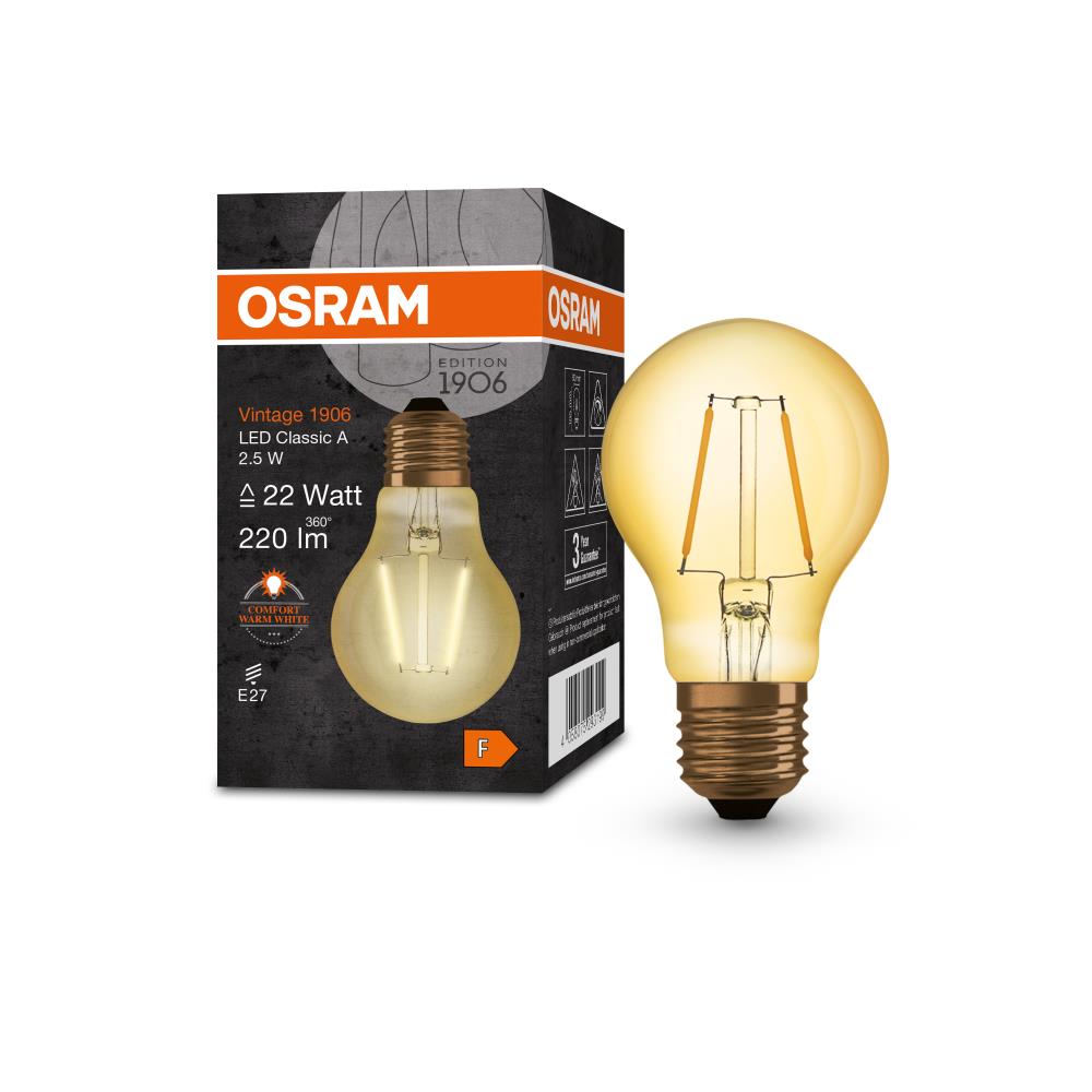 OSRAM LED E27 VINTAGE Glühbirne GOLD Edition 2,5W extra warmweiß