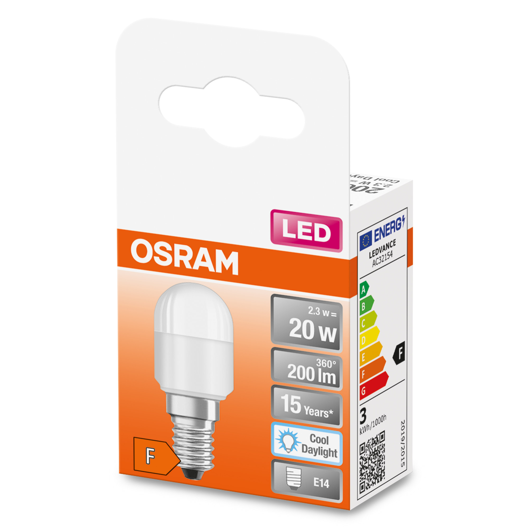 OSRAM E14 LED T26 Kühlschrank Licht matt schmal 2,3W wie 20W tagelicht weiß