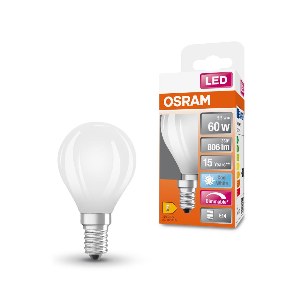 OSRAM E14 LED Leuchtmittel universalweiss matt dimmbar 6,5W wie 60W 806lm