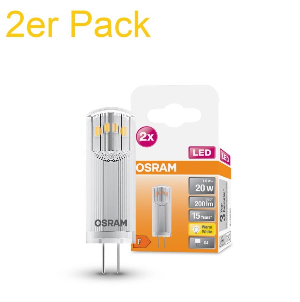 Osram G4 LED PIN Stiftsockel Lampe 12V Niedervolt Warmweiss 2700K 1,8W wie  20W