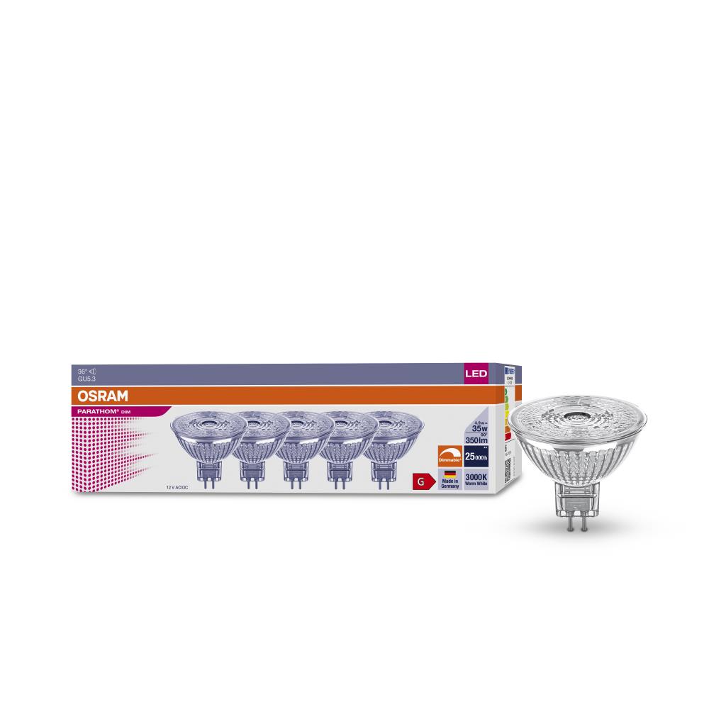 5er OSRAM GU5.3 LED MR16 36° 4,9W wie 35W dimmbar