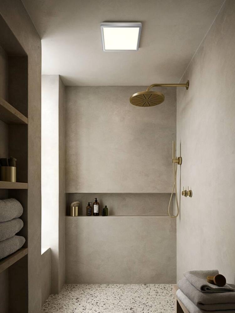 Elegante Deckenleuchte Badezimmer Beleuchtung Chrom Lampe LxBxH 33,5x33,5x8,5cm 