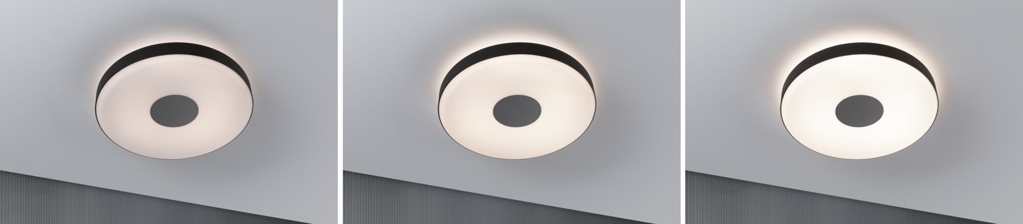 Paulmann 79778 LED Deckenleuchte Smart Home Zigbee Puric Pane Effect  warmweiß 1,5W dimmbar Schwarz/Grau