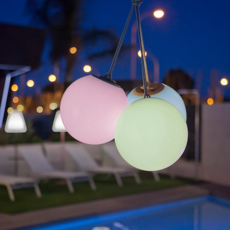 NORAI New RGB LED mobile Akku weiss/beige Garden Hängeleuchte