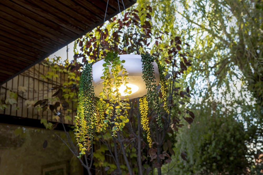 LED Fernbedienung New Akku Blumentopf & ø59cm IP54 Hängeleuchte 1 mit in 2 Außen & Garden Innen als