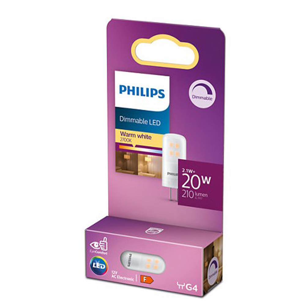 Philips LED G4 mit Stiftsockel 2W wie 20W dimmbar warmweisses Dunstabzugshaube, Spiegelschrank