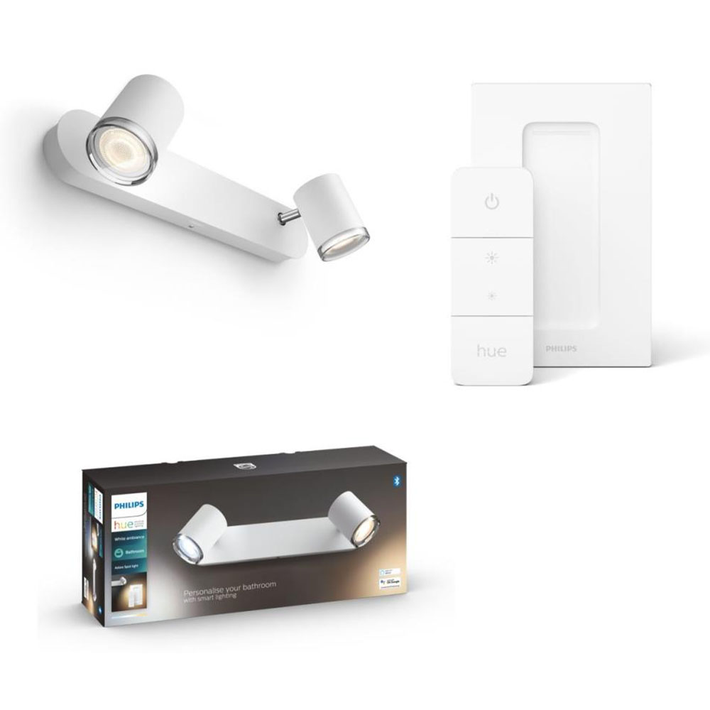 Philips Hue LED-Spot 2er Adore inkl. Dimmschalter Weiß - Badezimmer Strahler  - BT