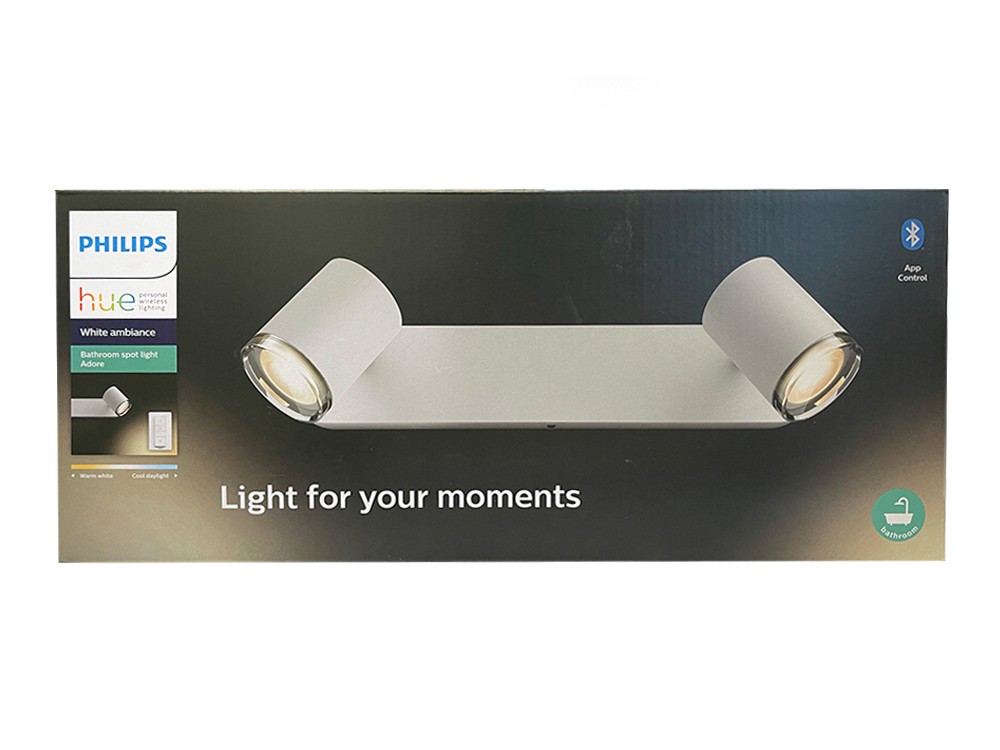 inkl. Philips Hue - 2er Adore - BT Badezimmer Weiß Strahler Dimmschalter LED-Spot