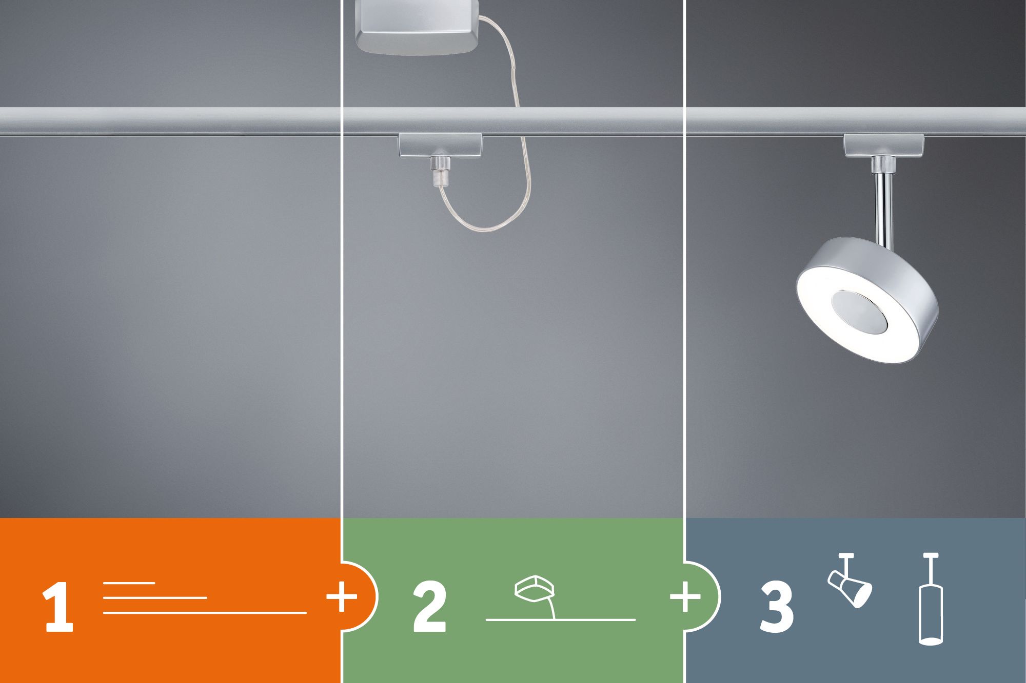 PAULMANN - URail Rail Spot Cone Individual Spot GU10 Max. 10W Dimmable 230v Chrome Matt Chrome 97613