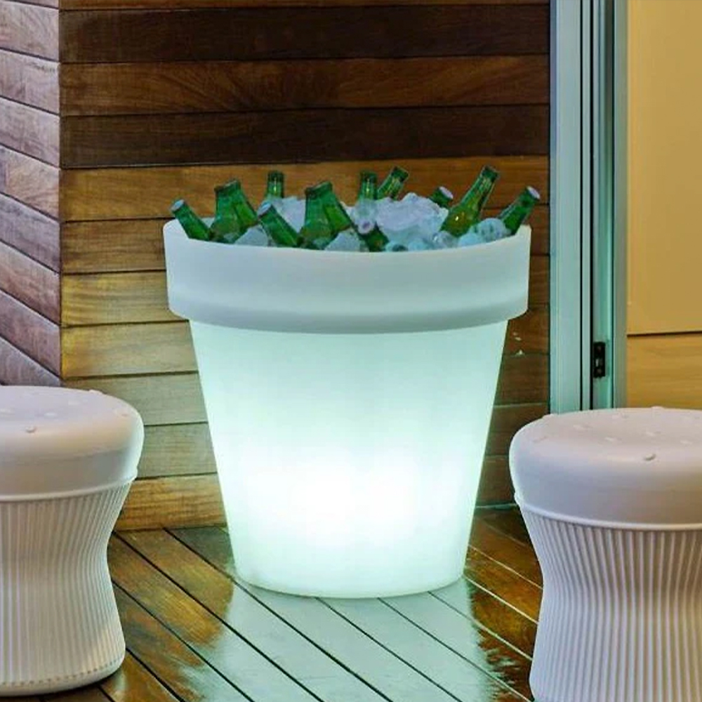 Runder beleuchteter Blumentopf ø60cm in weiß 