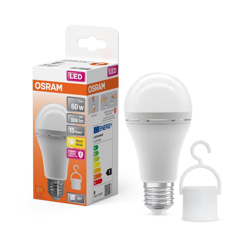 OSRAM LED-Lampe E27 8W wie 60W 2700 K Warmweiß Akku