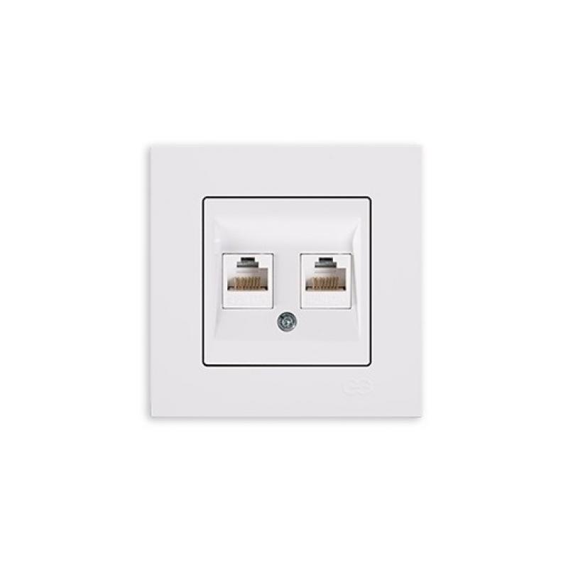 Günsan Eqona Datenbuchse 2-fach RJ45 CAT5 Unterputz Weiß