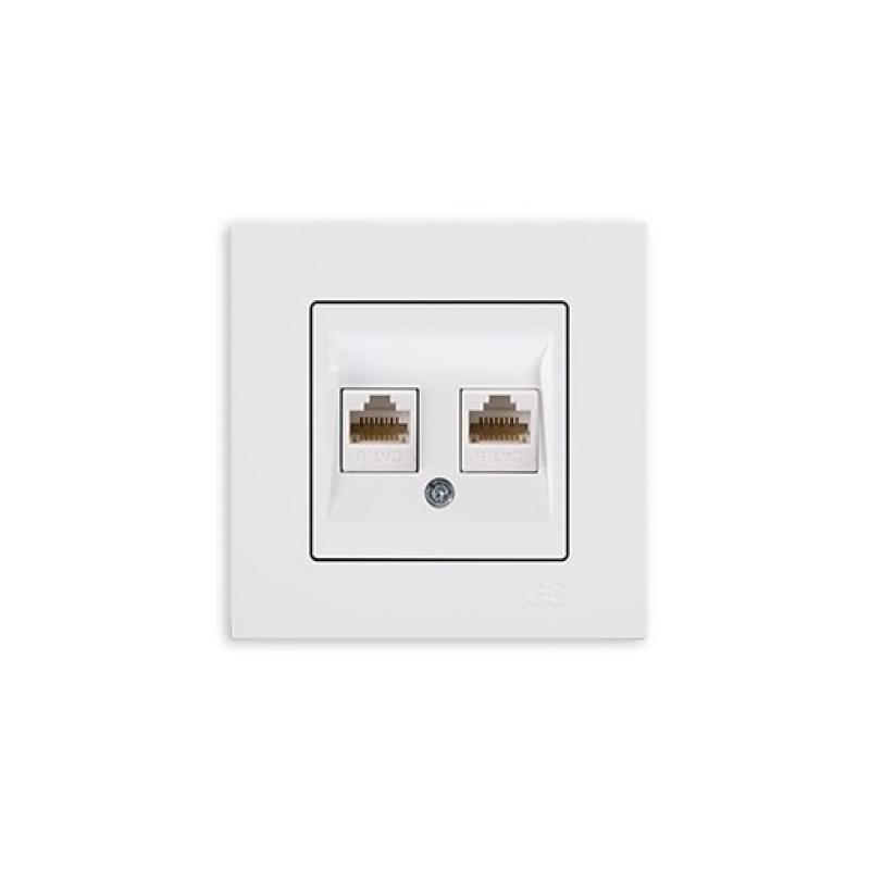 Günsan Eqona Datenbuchse 2-fach RJ45 CAT6 Unterputz Weiß