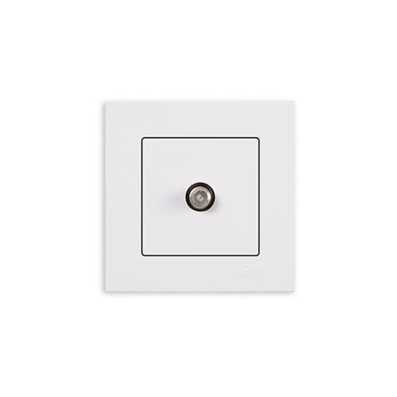 Günsan Eqona SAT-TV-Steckdose mit F-Stecker Unterputz Weiß