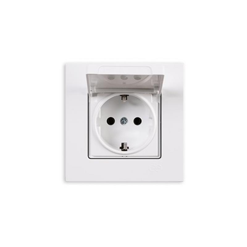 Günsan Eqona SCHUKO-Steckdose mit Deckel Unterputz Weiß