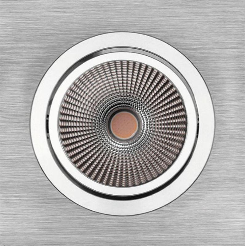 MOBILUX Quadratischer LED-Einbaustrahler MOBiDIM COB CLASSIC 9W Q 3000K alu gebürstet