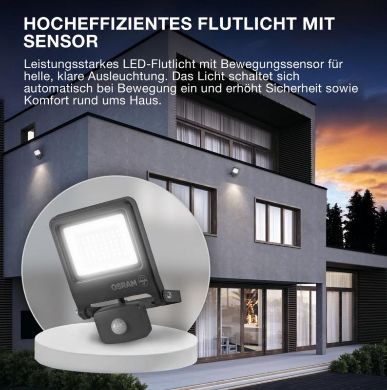 Osram Endura LED Fluter mit Sensor 20W 3000K warmweißes Licht IP44 weiss