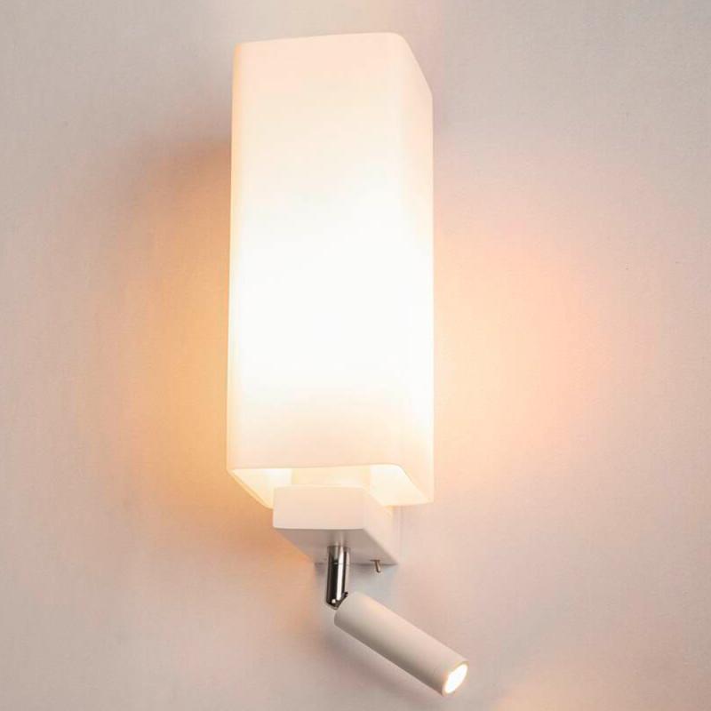 QUADRASS Glaswandlampe mit LED-Leselampe blendfrei weiß SLV 1003429, EEK: F (Spektrum: A bis G)