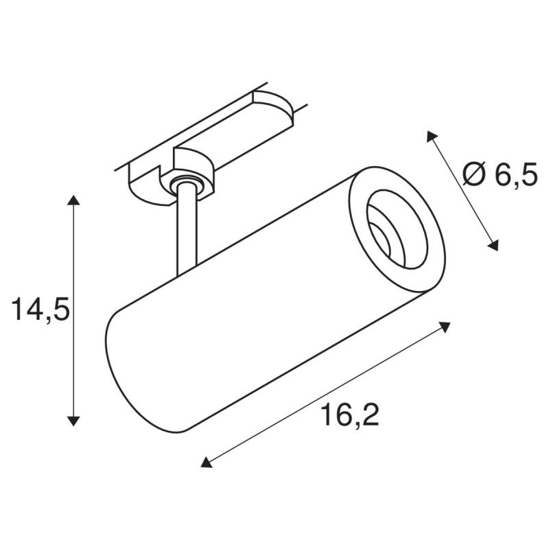 SLV 1004372 3~ NUMINOS DALI S 3 Phasen System Leuchte schwarz/schwarz 3000K 60°