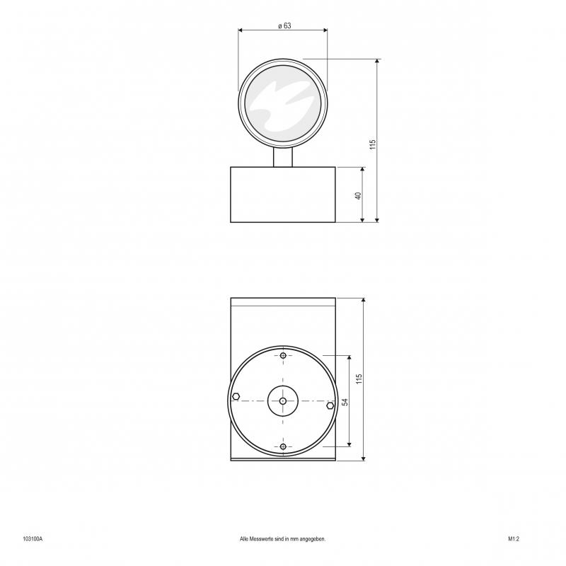 EVN Einflammige Wandanbauleuchte, IP65 103100A