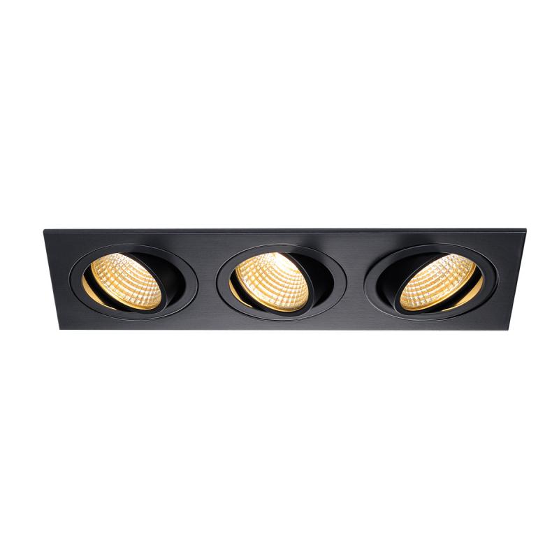 SLV 114200 NEW TRIA 3 DL SQUARE Set, mattschwarz, 3x6W, 38°, 2700K, inkl. Treiber, Clipfedern