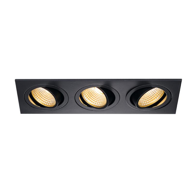 SLV 114200 NEW TRIA 3 DL SQUARE Set, mattschwarz, 3x6W, 38°, 2700K, inkl. Treiber, Clipfedern