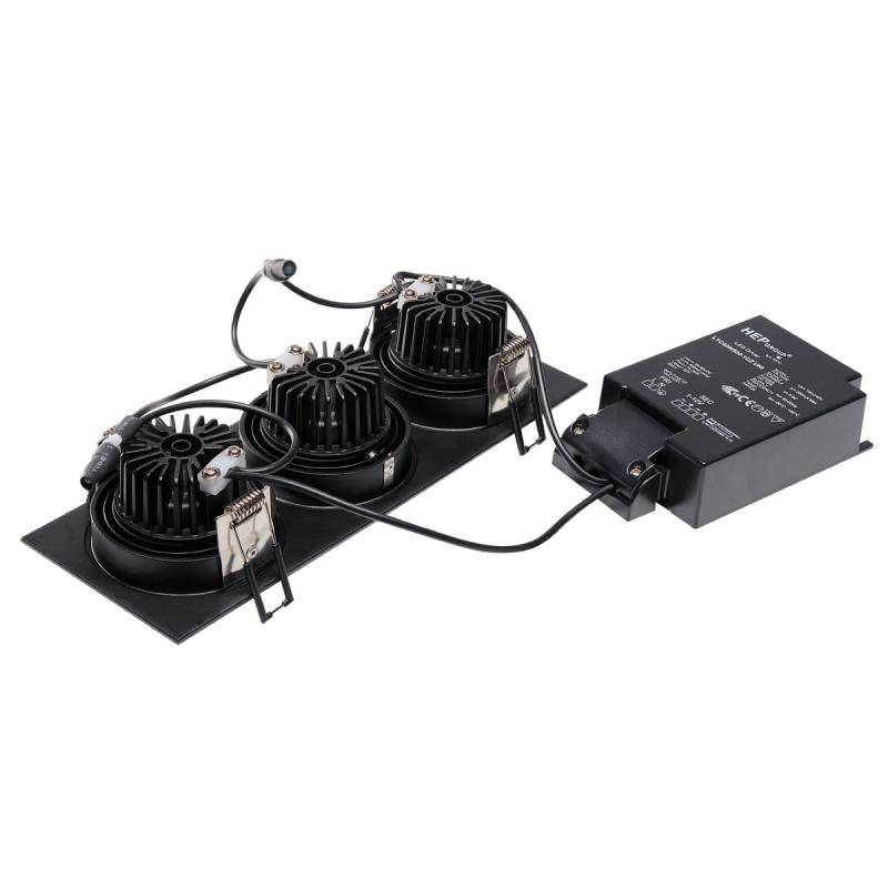 SLV 114200 NEW TRIA 3 DL SQUARE Set, mattschwarz, 3x6W, 38°, 2700K, inkl. Treiber, Clipfedern