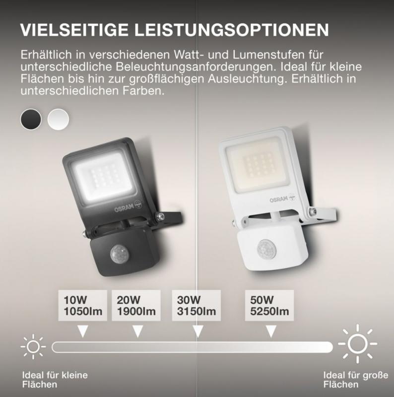 Osram Endura LED Außenstrahler mit Sensor 30W 3000K IP44 weiss