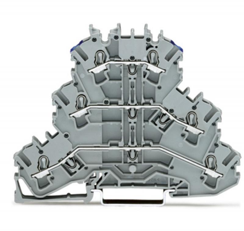 WAGO 2002-3203 Dreistockklemme L/L/N 2,5 mm² Push-in CAGE CLAMP grau