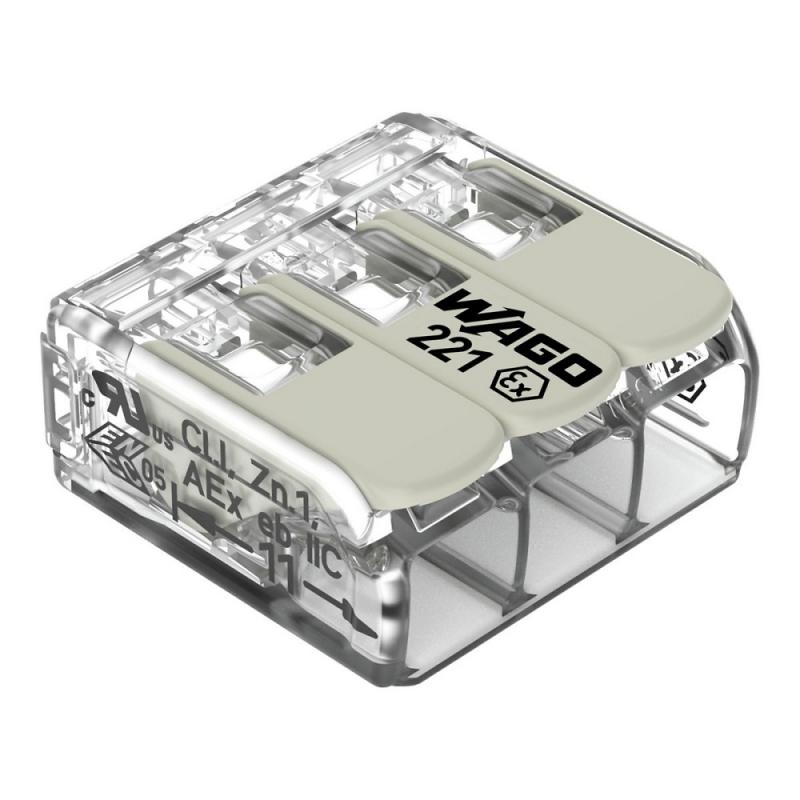 WAGO 221-483 COMPACT-Verbindungsklemme 3-Leiter transparent