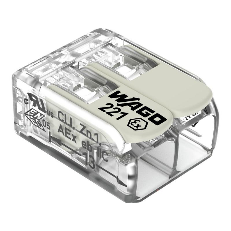 WAGO 221-682 COMPACT-Verbindungsklemme 2-Leiter mit Hebel 6 mm² transparent
