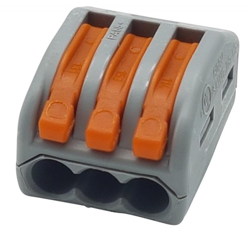 WAGO 222-413 Verbindungsklemme mit Hebeln 3-polig 0,08–4 mm²