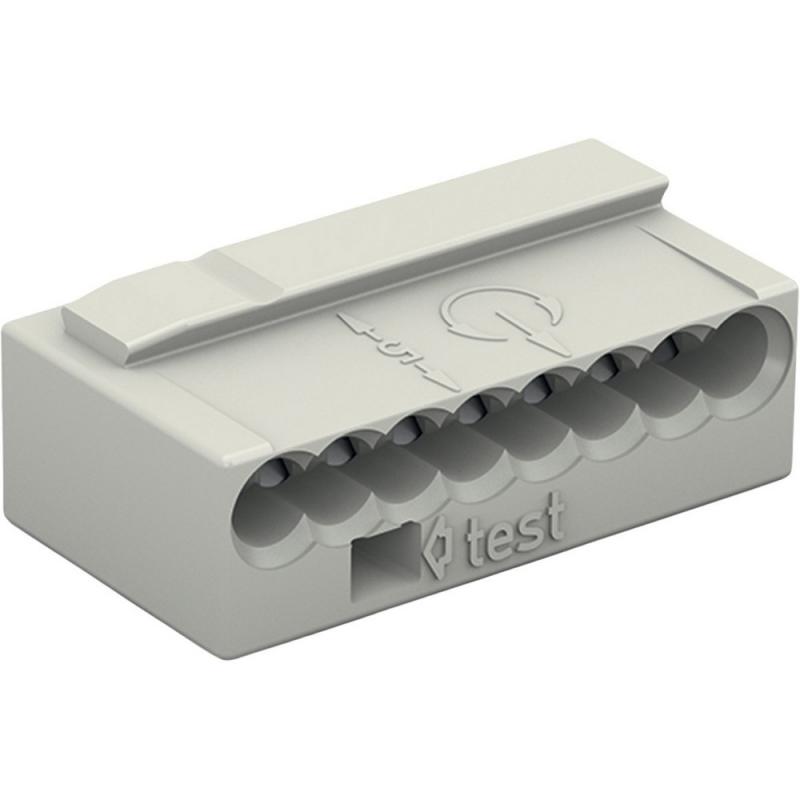 WAGO 243-308 MICRO Verbindungsdosenklemme 8-polig für Massivleiter Ø 0,8 mm Lichtgrau