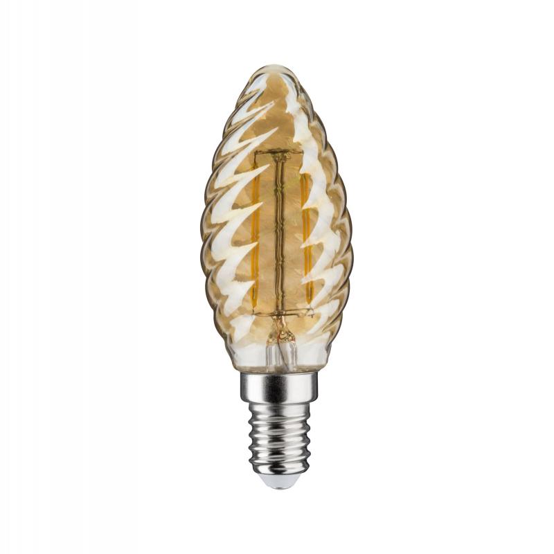 Paulmann 28708 LED Kerze gedrehte Vintage Lampe E14 2.6W wie 25W gold 2500K extra warmes Licht