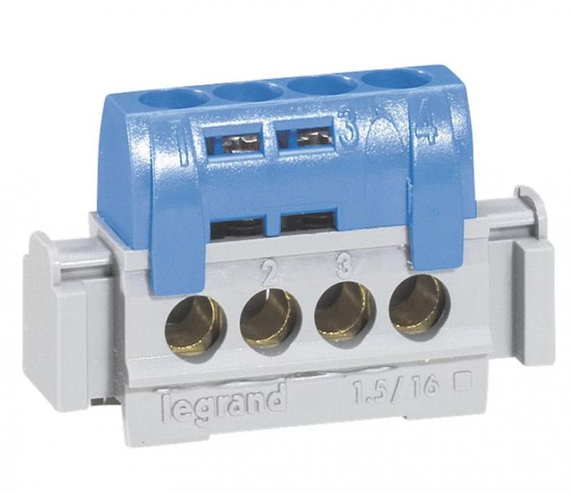 Legrand 004840 Klemmenleiste IP20 Messing 6-25 mm² Eingang 1,5-16 mm² Abgänge