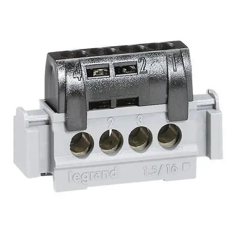 Legrand 004850 Lexic Phasenklemme Klemmleiste IP20 schwarz 4 Abgänge