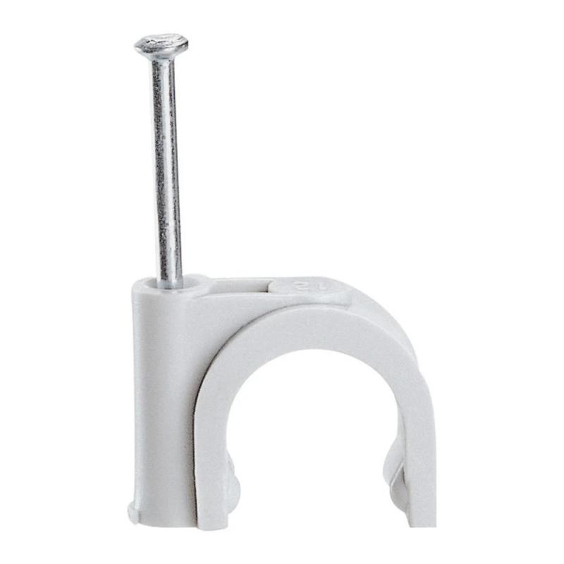 LEGRAND 100 Stück Fixfor Kabelschelle für Rundleitung Ø 10 mm Grau RAL 7035 mit Nagel 30 mm 031529
