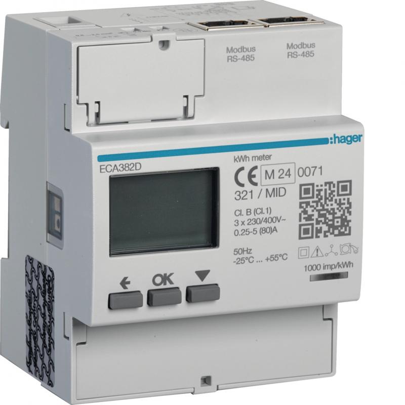 Hager Energiezähler 3ph,direkt 80A,AGARDIO,MID