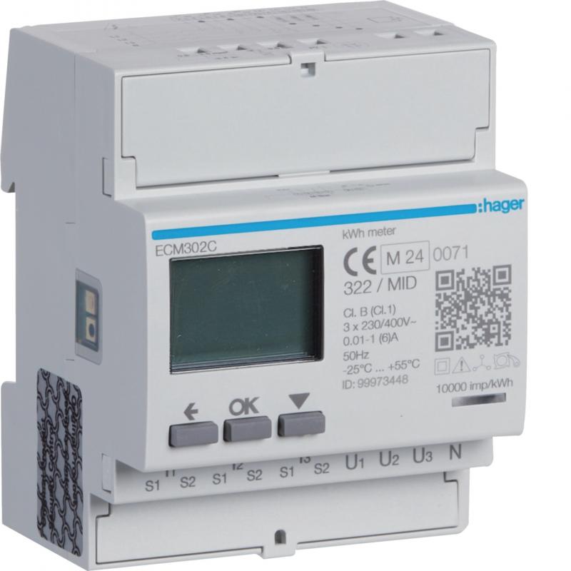 Hager Energiezähler 3ph, indirekt, MBUS, MID