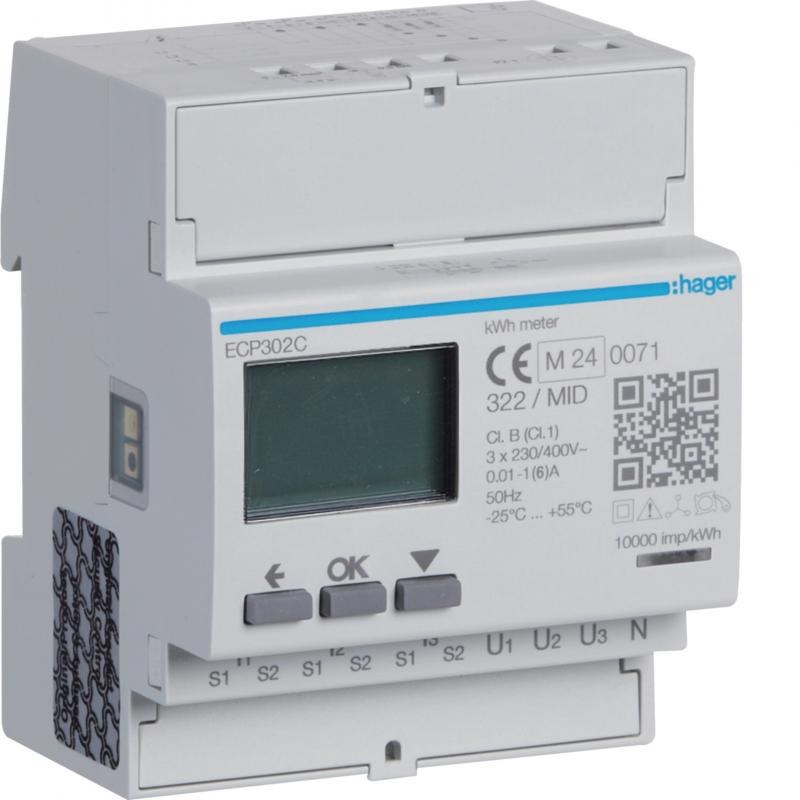 Hager Energiezähler 3ph,indirekt, S0, MID